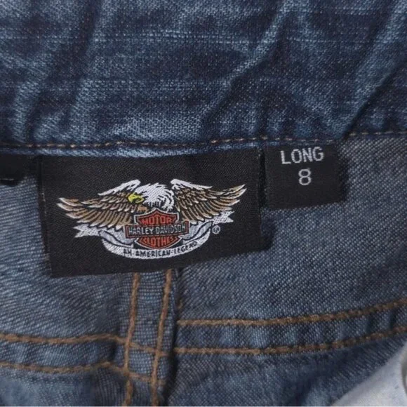 Harley Davidson Semi Flare Straight Mid Rise Jeans Size 8 Long - Picture 4 of 14